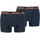 Basic Boxershorts Dunkelblau/Orange M 2er Pack
