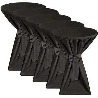 Beautissu Premium Stehtischhusse ø 60cm Schwarz 5tlg