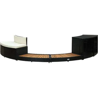 Whirlpool-Umrandung Schwarz Poly Rattan & Massivholz Akazie - Schwarz
