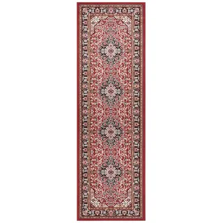 Nouristan Mirkan Orient Teppich – Wohnzimmerteppich Orientalisch Kurzflor Vintage Orientalischer Teppich für Esszimmer, Wohnzimmer, Schlafzimmer – Rot, 80x250cm