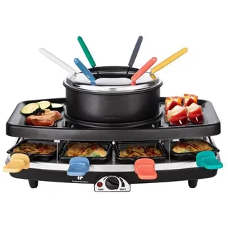 Continental Edison FD12881 Raclette und Fondue 8 Menschen - Schwarz - Schwarz