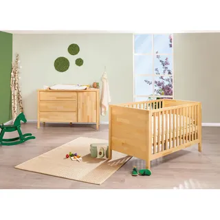 Pinolino Babyzimmer , Buchefarben , Holz , Buche , massiv , 3 Schublade(n) Schubladen , zum Juniorbett umbaubar, höhenverstellbar, Sprossen mit Normabstand, Aufbauanleitung im Karton, Lattenrost inklusive, Schlupfsprossen , Babymöbel & Kindermöbel, Babyzimmer, Babyzimmer-Serien