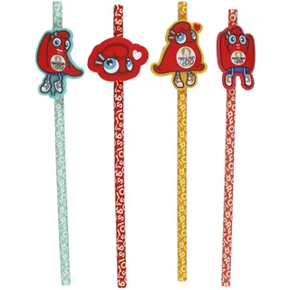 PARIS 2024, CJO1551 Trinkhalme, Fantasie-Maskottchen, offizielles Lizenzprodukt, wiederverwendbar, 100% Polypropylen, für alle Getränke, sparsam, robust, spülmaschinenfest