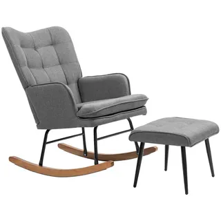 Homcom Schaukelstuhl mit Hocker Polyester 89 x 90 x 64 cm Grau