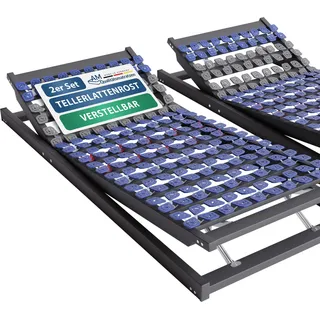 AM Qualitätsmatratzen | Premium 7 Zonen Tellerlattenrost | 90x200 cm 2er Set | Germany | Kopf- und Fußteil verstellbar | Fertig montierter Lattenrost 90x200 cm