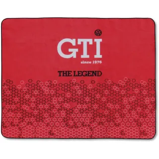BRISA VW Collection - Volkswagen Picknickdecke 200x150 cm Wasserdicht Wärmeisoliert Fleece Outdoor Stranddecke mit Tragetasche (GTI The Legend/Rot)