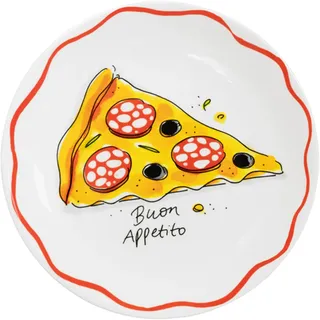 Blond Amsterdam Kuchenteller Pizza Buon Appetito, 18cm | Keramik, Pasta Kollektion, Für Pizza & Snacks, Mikrowellengeeignet, Handwäsche empfohlen