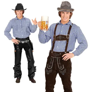 W WIDMANN MILANO Party Fashion - Kariertes Hemd für Herren, traditionelles Trachtenhemd für Volksfeste, Western Cowboy Kostüme