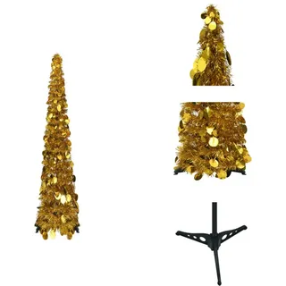 vidaXL Künstlicher Pop-Up-Weihnachtsbaum Golden 120 cm PET - Weihnachtsbäume - Gold