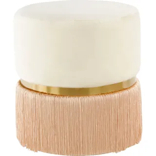 Kayoom Sitzhocker »Hocker Rebecca 825, Sitzpouf in runder Form,mit samtigem Bezug« 1 Stk. tlg. pflegeleicht, modern, vielseitig verwendbar, Sitzfläche gepolstert, beige