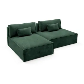 Furnisell Ecksofa mit Schlaffunktion Grüne , Waldgrün , Textil , seitenverkehrt montierbar , 236x148 cm , Wohnzimmer, Sofas & Couches, Wohnlandschaften, Ecksofas