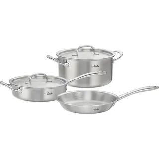 Fissler Topf-Set "Fissler M5 Pro-Ply, Edelstahl-Topfset (5-teilig)" Set, 5-teilig: Bratpfanne, Sauteuse und Stielkasserolle, 5 tlg. Edelstahl 18/10, silberfarben