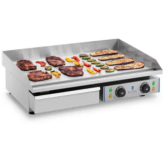 Royal Catering RCEG-75 Elektro-Grillplatte 2 x 2.200 W 73 cm breit Spritzschutz Grillplatte Griddleplatte Bräter Bratplatte Griddle Elektrogrill