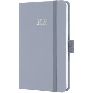 Sigel J6406 Wochenkalender 2026 A6 zart lila, Hardcover mit Textileinband, Gummiband, Stiftschlaufe, Einstecktasche, 174 Seiten, vegan, Buchkalender, Terminplaner Taschenkalender Jolie