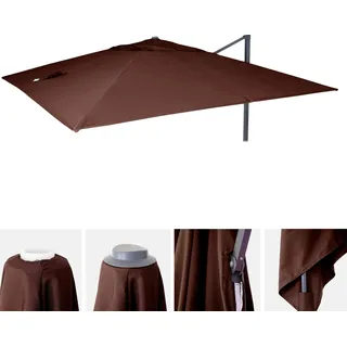Ersatz-Bezug für Luxus-Ampelschirm HWC-A96, Sonnenschirmbezug Ersatzbezug, 3x3m (Ø4,24m) Polyester 2,7kg braun - Braun