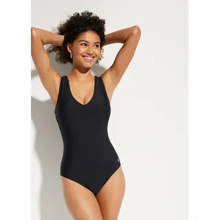 bonprix Badeanzug 1 Stk. mit V-Ausschnitt, Shape-Design, mit Elasthan-Anteil, schwarz