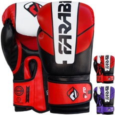 Farabi Boxing Gloves for Training Punching Sparring (Red/Black, 12-oz)