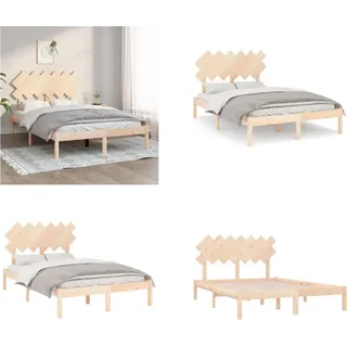 vidaXL Massivholzbett 120x200 cm - Bettrahmen - Bettgestell - Bett - Holzbett - Braun