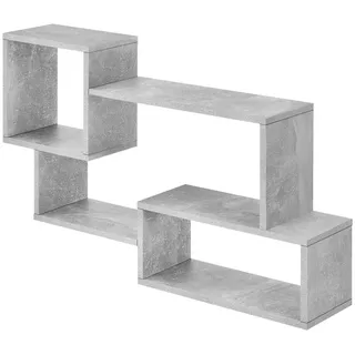 [en.casa] Wandregal Kvinesdal , Grau , Holzwerkstoff , Beton Optik , 87x54x18 cm , Wohnzimmer, Regale, Wandregale