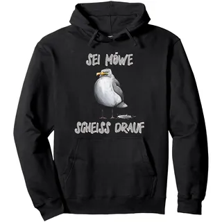 Sei Möwe Scheiss Drauf lustiger Spruch Ostsee Nordsee Pullover Hoodie, Unisex für Erwachsene, Schwarz, XXL
