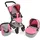 645 57 Kombi-Puppenwagen Fides 3in1, Melange pink mit Babywanne, Sportsitz und Autositz, rosa