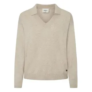 Pepe Jeans für Damen. PL702222 Isela Poloshirt beige (XS), Lässig, Baumwolle, Langarm, Nachhaltig
