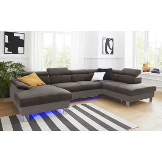 Cotta Wohnlandschaft »Komaris«, U-Form, B: 320 cm« mit Bettfunktion, Bettkasten & Licht,