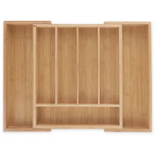 Relaxdays Besteckkasten , Hellbraun , Holz, Holzwerkstoff , 49x5.5x37 cm , Küchenzubehör, Küchenhelfer, Besteckeinsätze