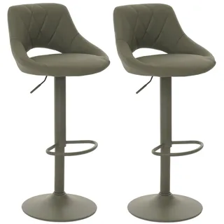 Mendler 2er-Set Barhocker HWC-N64 drehbar Kunstleder Metall  ~  grün