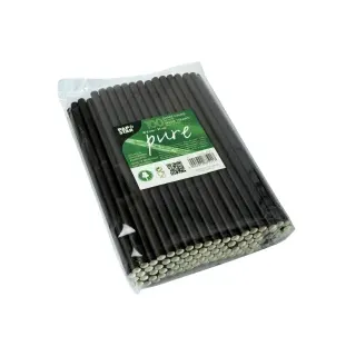 Papstar Pure Shake-Halme, schwarz, Umweltfreundliche Trinkhalme aus Papier, 1 Karton = 10 Packungen à 100 Stück