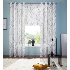 Bild von Raffrollo »Bene«, mit Klettschiene, transparent, glatt, Wellenmuster, grau