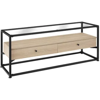 tectake Lowboard Maidenhead, 121,5 x 41,5 x 50,5 cm, Industrial Holz hell, Eiche Sonoma , Naturfarben , Holzwerkstoff , Beton Optik , Quadratisch , 41.5x50.5x121.5 cm , Wohnzimmer, TV Möbel, Lowboards, Lowboards stehend