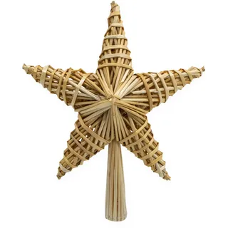 Strohstern Christbaumspitze klassisch - 24 cm - Tannenbaumspitze 3D Weihnachtsstern traditionell - Weihnachtsbaum Deko Spitze Sternspitze Baumspitze Tannenbaum Weihnachtsbaum Christbaum Stern