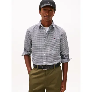 Langarmhemd TOMMY HILFIGER "HERITAGE OXFORD GINGHAM", Herren, Gr. L, N-Gr, schwarz, check, Web, Obermaterial: 100% Baumwolle, regular fit, Manschette, Hemden Langarmhemd, Regular fit, Button-down-Kragen, kariert
