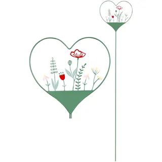 Stele Herz Schild H100cm Grün Metallschild Frühling Wiese Garten-Deko Gartenstele Deko Frühlingsdekoration Gartenstecker
