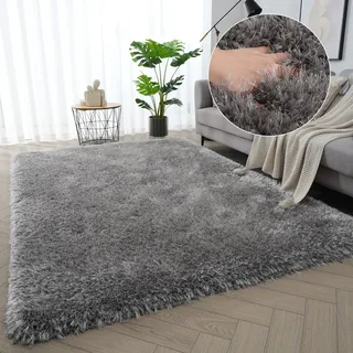 Hochflor-Teppich OTTO HOME "Micro exclusiv Teppich, sehr hoher Flor, weich durch Mikrofaser" Gr. 7, grau, B:240cm H:78mm L:320cm, Kunstfaser, Teppiche, Hochflor-Teppich, sehr weich, flauschig, uni, Wohnzimmer, Schlafzimmer, Kinderzimmer