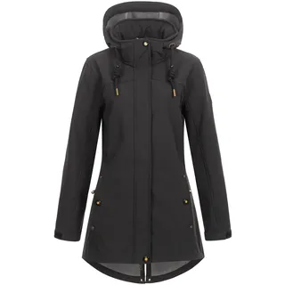 Ankerglut Damen Softshellmantel Kurzmantel Mit Kapuze Gefüttert Übergangsjacke #Ankerglutbrise Softshelljacke, Schwarz, 46 EU