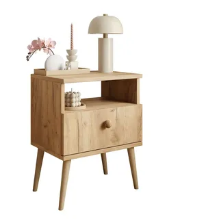 Lookway Nachttisch Harmony Craft Gold Eiche , Eichefarben , Holzwerkstoff , 44x56x31 cm , Schlafzimmer, Nachtkästchen