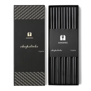 SUPJOYES Fiberglas Essstäbchen Wiederverwendbar, 5 Paar Wiederverwendbare Schwarze Sushi stäbchen Japanisch, Spülmaschinenfest Chinesische Stäbchen