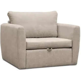 Schlafsessel LUNA, Cappucino, Loungesessel mit Bettfunktion, Bettkasten, Veloursstoff - Bronze