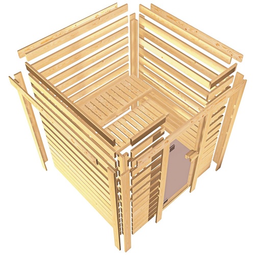 Bild von KARIBU Sauna Mia - 9 kW Saunaofen mit externer Steuerung, für 3 Personen beige