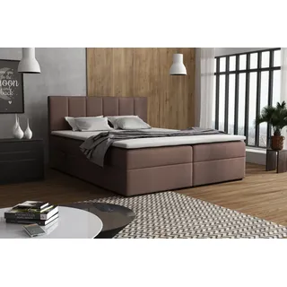 VENASI LISA Boxspringbett 140x200 mit Bettkästen H2/H3 Matratze BRAUN - Braun