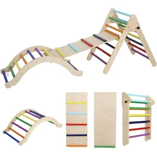 Kletterdreieck, Birken- und Kiefernholz, 180 x 50 x 83 cm, Empfohlen für Kinder von 3-7 Jahren, Maximalbelastung 60 kg, Minimalistisch Modern