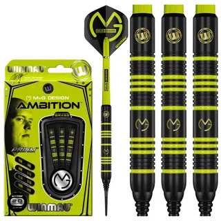 WINMAU Michael Van Gerwen MvG Ambition 20g Profi Brass Softip Dartpfeile Set mit Flights und Schäfte