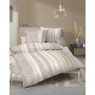 Bettwäsche KAEPPEL "Firenze", beige (natur), B/L: 135cm x 200cm, 1 Stk., 1 Stk., Interlock-Jersey, B/L: 80cm x 80cm, 2 Stk., Interlock-Jersey, Obermaterial: 100% Baumwolle, Bettwäsche, Bettwäsche, Mit Paisleymuster