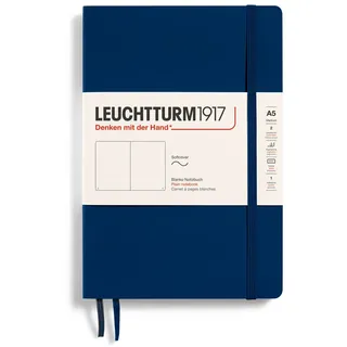 Leuchtturm1917 362864 Notizbuch Medium (A5), Softcover, 123 nummerierte Seiten, Marine, Blanko