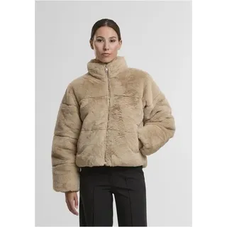 Damen Winterjacke Urban Classics, Kurzmodell, Kunstfell, gesteppt, Farbe: Sandbeige - Größe: M - Beige