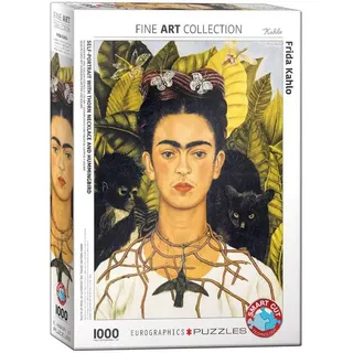 Eurographics Selbstbildnis mit Dornenhalsketten und Kolibri von Frida Kahlo 1000 Teile