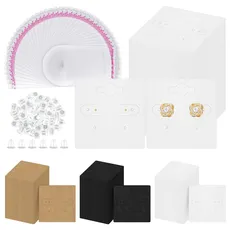 Glarks 400Pcs Earring Cards with 6 Holes Earrings Hanging Tags, 2 Inch White Earring Display Cards, Kraft Earring Cards Holder for Stud Earrings Dangle Jewelry Display Earring Packaging