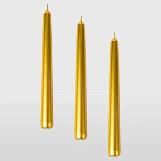 La Briantina Dekokerzen, Gold, Höhe 20 cm x Ø 2 cm